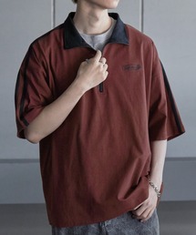 Anchor Smith | オーバーサイズ サイドライン ハーフジップ半袖Tシャツ(Tシャツ/カットソー)