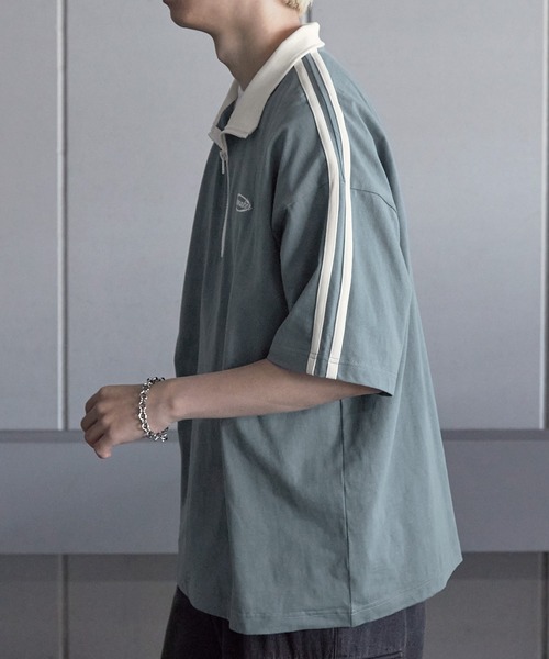 Anchor Smith(アンカー スミス)の「オーバーサイズ サイドライン ハーフジップ半袖Tシャツ(Tシャツ/カットソー・メンズ・ホワイト/ブラック/チャコール/ネイビー/ボルドー/グリーン/グレイッシュブルー・M/L)」の19枚目の写真