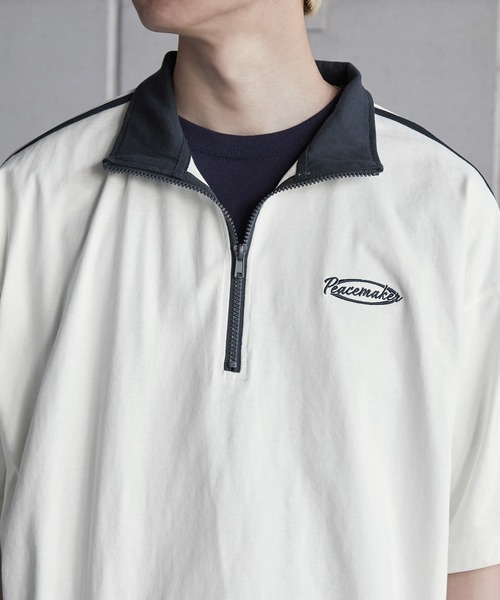 Anchor Smith(アンカー スミス)の「オーバーサイズ サイドライン ハーフジップ半袖Tシャツ(Tシャツ/カットソー・メンズ・ホワイト/ブラック/チャコール/ネイビー/ボルドー/グリーン/グレイッシュブルー・M/L)」の15枚目の写真