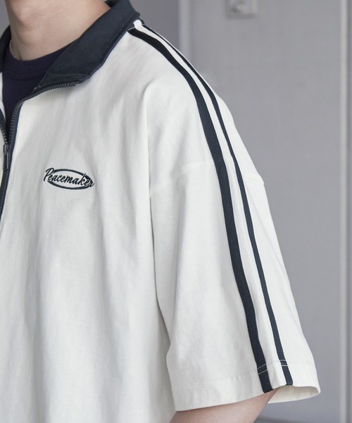 Anchor Smith(アンカー スミス)の「オーバーサイズ サイドライン ハーフジップ半袖Tシャツ(Tシャツ/カットソー・メンズ・ホワイト/ブラック/チャコール/ネイビー/ボルドー/グリーン/グレイッシュブルー・M/L)」の17枚目の写真