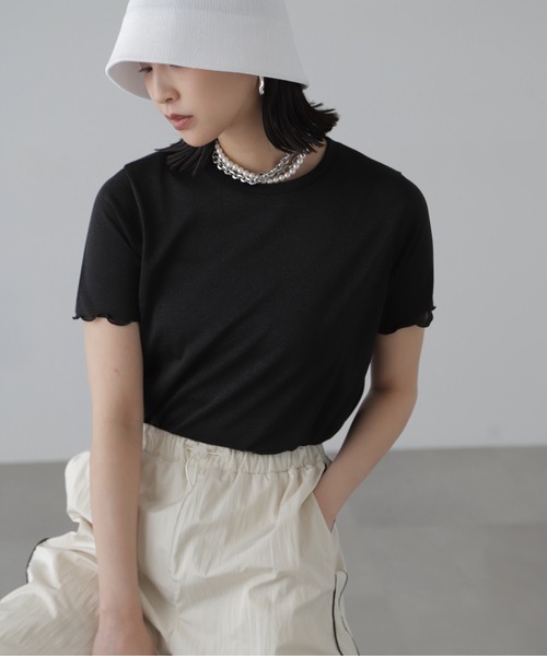 FREE'S MART（フリーズマート）の「◆ラメシアークルーネック半袖カットソー（Tシャツ/カットソー・レディース・ブラック/グレー/ライトグリーン・FREE）」の2枚目の写真