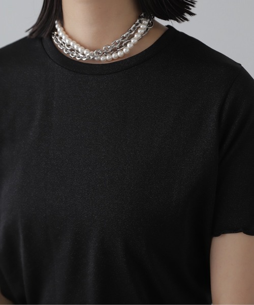 FREE'S MART（フリーズマート）の「◆ラメシアークルーネック半袖カットソー（Tシャツ/カットソー・レディース・ブラック/グレー/ライトグリーン・FREE）」の6枚目の写真