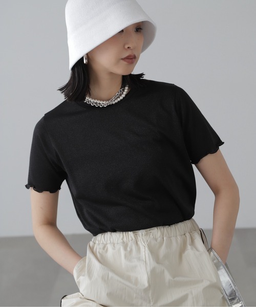 FREE'S MART（フリーズマート）の「◆ラメシアークルーネック半袖カットソー（Tシャツ/カットソー・レディース・ブラック/グレー/ライトグリーン・FREE）」の9枚目の写真