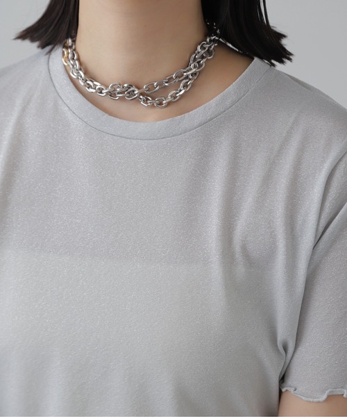 FREE'S MART（フリーズマート）の「◆ラメシアークルーネック半袖カットソー（Tシャツ/カットソー・レディース・ブラック/グレー/ライトグリーン・FREE）」の12枚目の写真