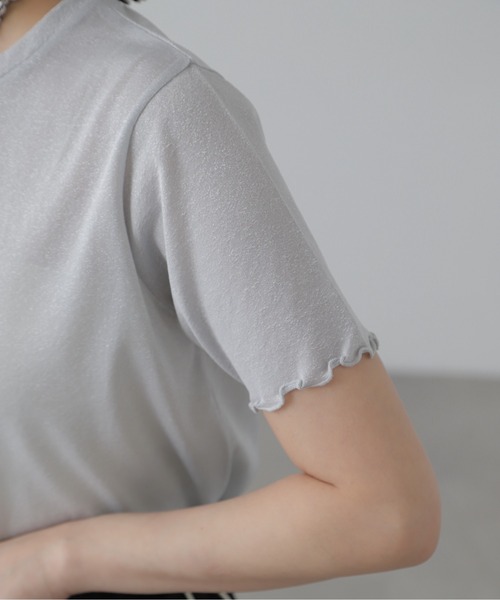 FREE'S MART（フリーズマート）の「◆ラメシアークルーネック半袖カットソー（Tシャツ/カットソー・レディース・ブラック/グレー/ライトグリーン・FREE）」の13枚目の写真