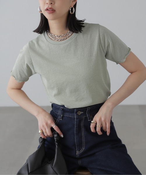 FREE'S MART（フリーズマート）の「◆ラメシアークルーネック半袖カットソー（Tシャツ/カットソー・レディース・ブラック/グレー/ライトグリーン・FREE）」の17枚目の写真