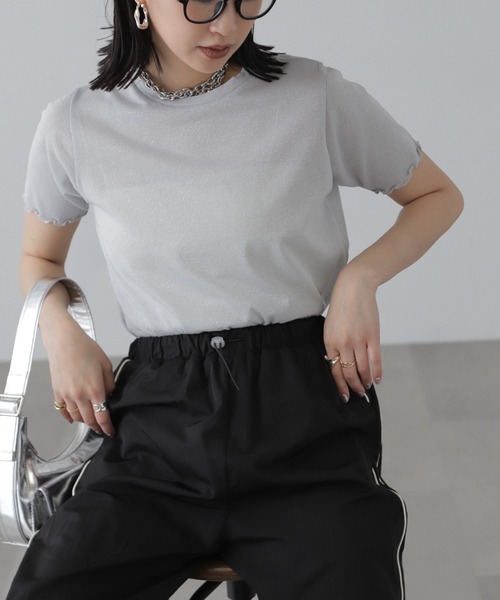 FREE'S MART（フリーズマート）の「◆ラメシアークルーネック半袖カットソー（Tシャツ/カットソー・レディース・ブラック/グレー/ライトグリーン・FREE）」の18枚目の写真