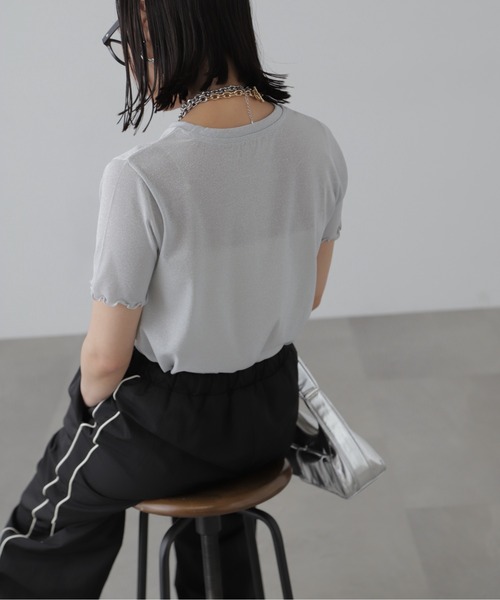 FREE'S MART（フリーズマート）の「◆ラメシアークルーネック半袖カットソー（Tシャツ/カットソー・レディース・ブラック/グレー/ライトグリーン・FREE）」の19枚目の写真