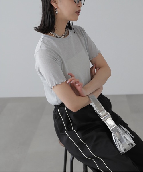 FREE'S MART（フリーズマート）の「◆ラメシアークルーネック半袖カットソー（Tシャツ/カットソー・レディース・ブラック/グレー/ライトグリーン・FREE）」の20枚目の写真