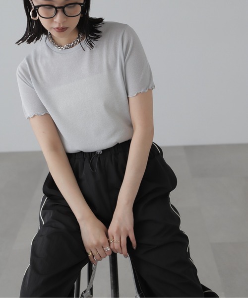 FREE'S MART（フリーズマート）の「◆ラメシアークルーネック半袖カットソー（Tシャツ/カットソー・レディース・ブラック/グレー/ライトグリーン・FREE）」の21枚目の写真