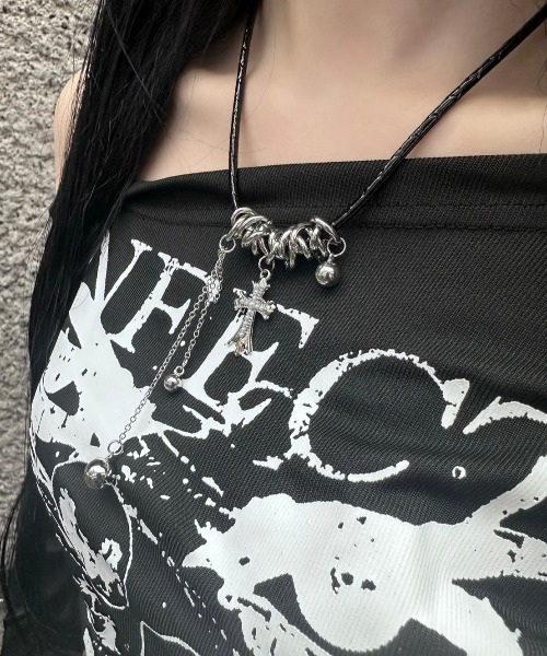 セール】【Never mind the XU】one shoulder print tops