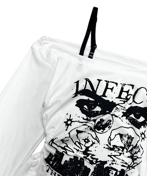 XU(エックスユー)の「【Never mind the XU】one shoulder print tops / 【ネバーマインド ザ エックスユー】ワンショルダープリント長袖Tシャツ(Tシャツ/カットソー・レディース・ホワイト/ブラック・ONE SIZE)」の21枚目の写真