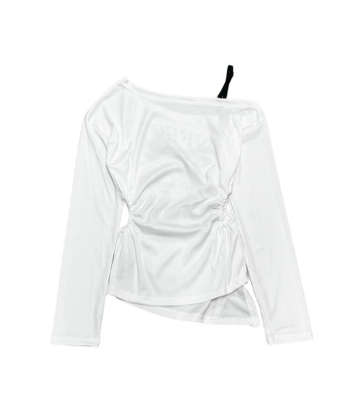 XU(エックスユー)の「【Never mind the XU】one shoulder print tops / 【ネバーマインド ザ エックスユー】ワンショルダープリント長袖Tシャツ(Tシャツ/カットソー・レディース・ホワイト/ブラック・ONE SIZE)」の20枚目の写真