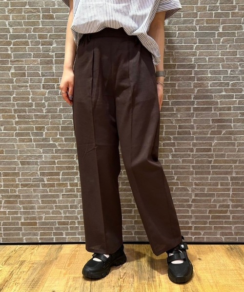 Grand PARK（グランドパーク）の「フレンチリネン混　ストレートパンツ（その他パンツ・レディース・ブラウン/ナチュラル/ブラック・FREE）」の3枚目の写真