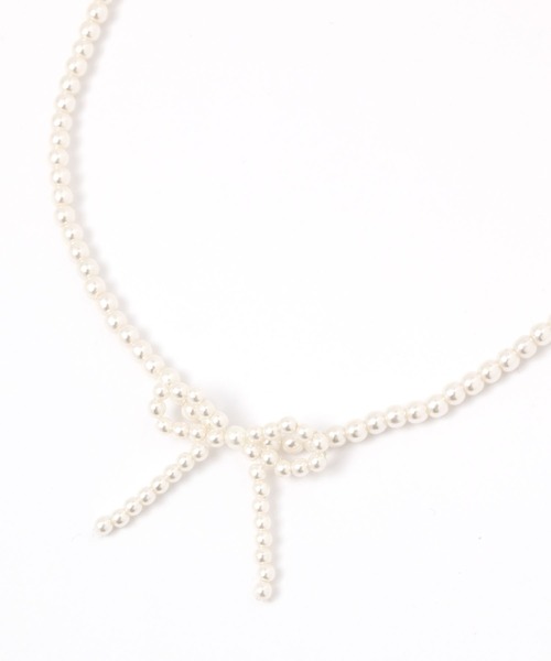 Heather（ヘザー）の「パールリボンネックレス　118770（ネックレス・レディース・ブラック/ホワイト・ONE SIZE）」の3枚目の写真