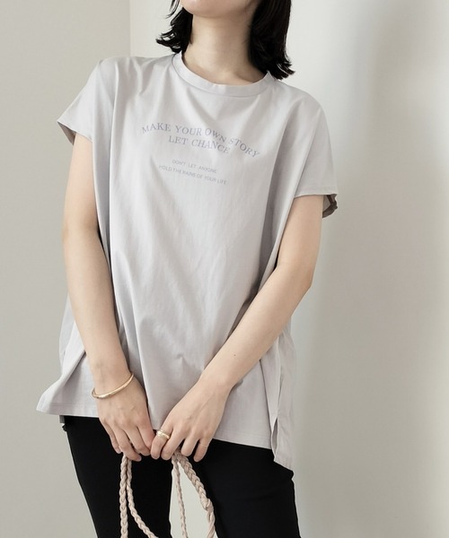 Virca(ヴィルカ)の「異素材切替Tシャツ(Tシャツ/カットソー・レディース・グレー/チャコールグレー・38)」の1枚目の写真