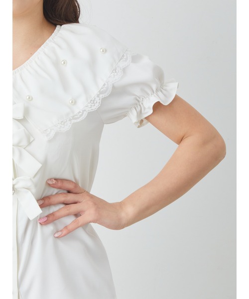 Ank Rouge（アンクルージュ）の「ワンショルリボンブラウス（シャツ/ブラウス・レディース・ホワイト/ブラック/ブルー・M）」の9枚目の写真