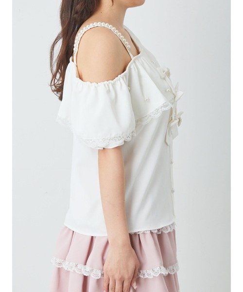 Ank Rouge（アンクルージュ）の「ワンショルリボンブラウス（シャツ/ブラウス・レディース・ホワイト/ブラック/ブルー・M）」の10枚目の写真