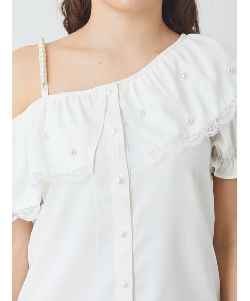 Ank Rouge（アンクルージュ）の「ワンショルリボンブラウス（シャツ/ブラウス・レディース・ホワイト/ブラック/ブルー・M）」の12枚目の写真