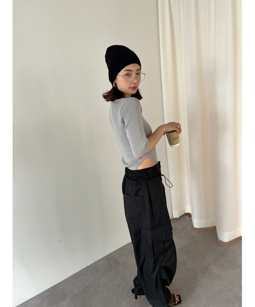 HANNE（アン）の「ハーフスリーブポロニットボディスーツ（ニット/セーター・レディース・ブラック/グレー/ベージュ/その他1・FREE）」の12枚目の写真