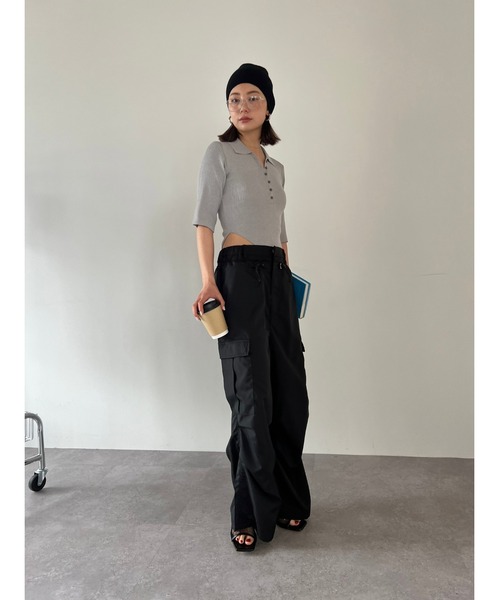 HANNE（アン）の「ハーフスリーブポロニットボディスーツ（ニット/セーター・レディース・ブラック/グレー/ベージュ/その他1・FREE）」の13枚目の写真