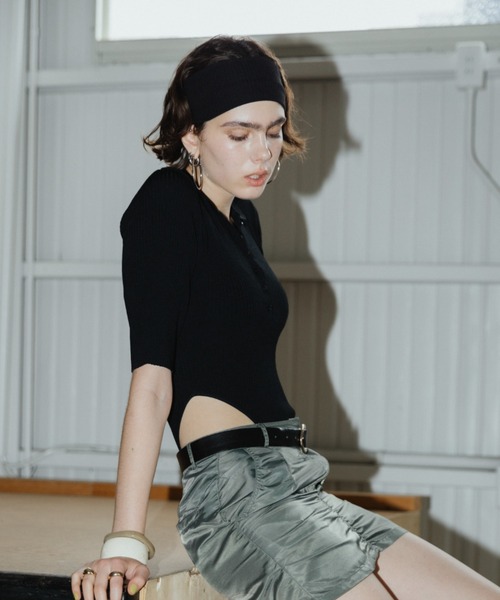 HANNE（アン）の「ハーフスリーブポロニットボディスーツ（ニット/セーター・レディース・ブラック/グレー/ベージュ/その他1・FREE）」の19枚目の写真