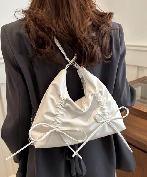 バッグ yu セール】くしゅくしゅリボン2WAYバッグ（ショルダーバッグ）｜LADY