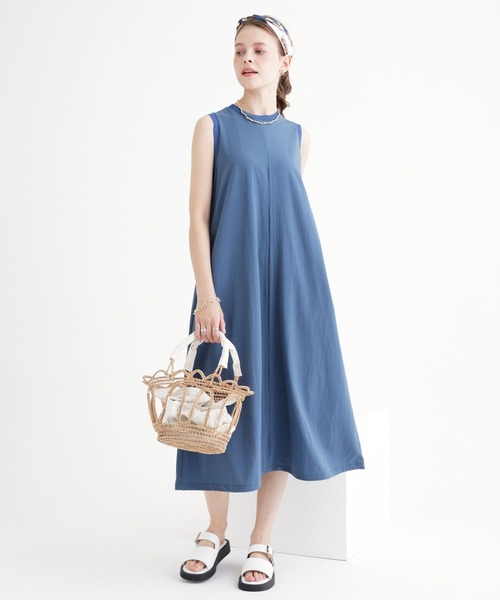 saloon(サルーン)の「SALOON(サルーン)/ノースリバルーンワンピース【洗濯機洗い可】(ワンピース・レディース・カーキ/ブラック/ブルー・FREE)」の12枚目の写真
