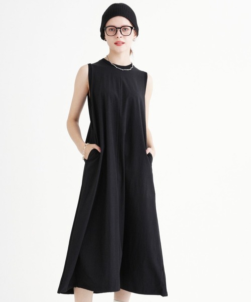 saloon(サルーン)の「SALOON(サルーン)/ノースリバルーンワンピース【洗濯機洗い可】(ワンピース・レディース・カーキ/ブラック/ブルー・FREE)」の4枚目の写真