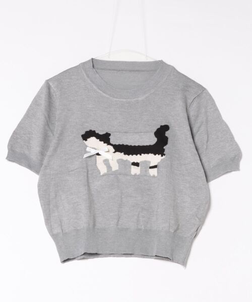 ammy.(エイミードット)の「【 ammy. / エイミードット 】 キャット シルエット 薄手 半袖 サマーニット(ニット/セーター・レディース・アイボリー/ブラック/グレー・FREE)」の7枚目の写真