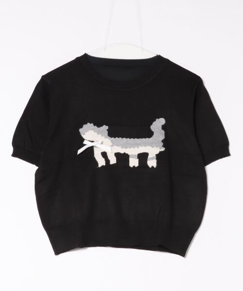 ammy.(エイミードット)の「【 ammy. / エイミードット 】 キャット シルエット 薄手 半袖 サマーニット(ニット/セーター・レディース・アイボリー/ブラック/グレー・FREE)」の8枚目の写真