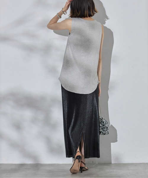 each（イーチ）の「シャイニープリーツタイトスカート（スカート・レディース・イエローゴールド/シルバー/ブラック・FREE）」の4枚目の写真