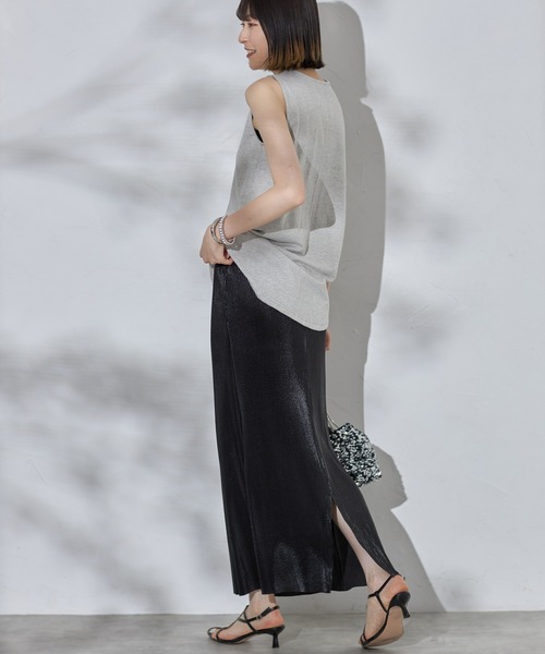 each（イーチ）の「シャイニープリーツタイトスカート（スカート・レディース・イエローゴールド/シルバー/ブラック・FREE）」の9枚目の写真