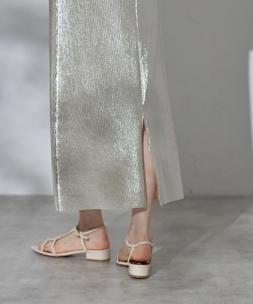 each（イーチ）の「シャイニープリーツタイトスカート（スカート・レディース・イエローゴールド/シルバー/ブラック・FREE）」の15枚目の写真