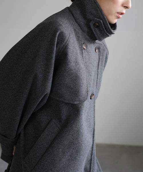 select MOCA（セレクトモカ）の「2WAYスタンドネックミドルコート（チェスターコート・レディース・チャコール/ブラウン/ブラック・FREE）」の10枚目の写真