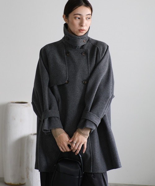 select MOCA（セレクトモカ）の「2WAYスタンドネックミドルコート（チェスターコート・レディース・チャコール/ブラウン/ブラック・FREE）」の11枚目の写真