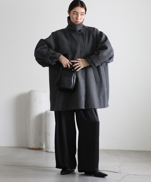 select MOCA（セレクトモカ）の「2WAYスタンドネックミドルコート（チェスターコート・レディース・チャコール/ブラウン/ブラック・FREE）」の4枚目の写真