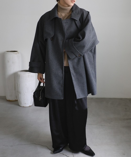select MOCA（セレクトモカ）の「2WAYスタンドネックミドルコート（チェスターコート・レディース・チャコール/ブラウン/ブラック・FREE）」の17枚目の写真