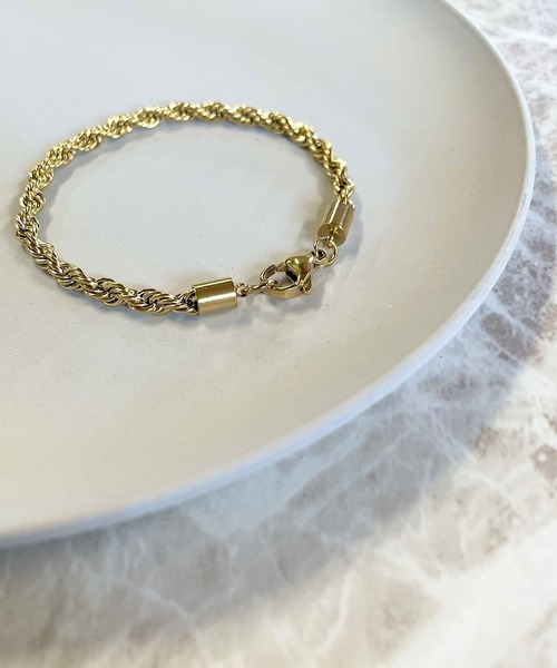 PARKS TOKYO SELECT（パークストウキョウセレクト）の「お肌にやさしい ステンレス/SUS304 ロープチェーンブレスレット（ブレスレット・レディース・シルバー/ゴールド・16cm/18cm）」の2枚目の写真