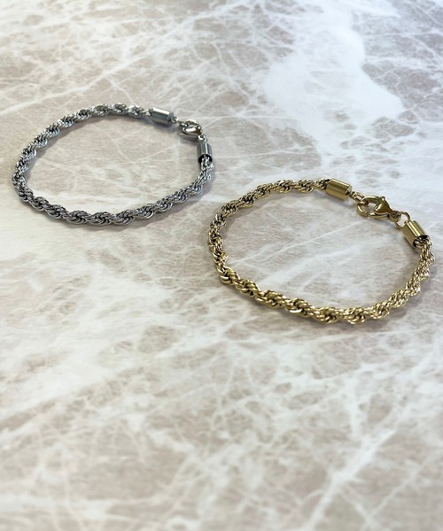 PARKS TOKYO SELECT（パークストウキョウセレクト）の「お肌にやさしい ステンレス/SUS304 ロープチェーンブレスレット（ブレスレット・レディース・シルバー/ゴールド・16cm/18cm）」の4枚目の写真