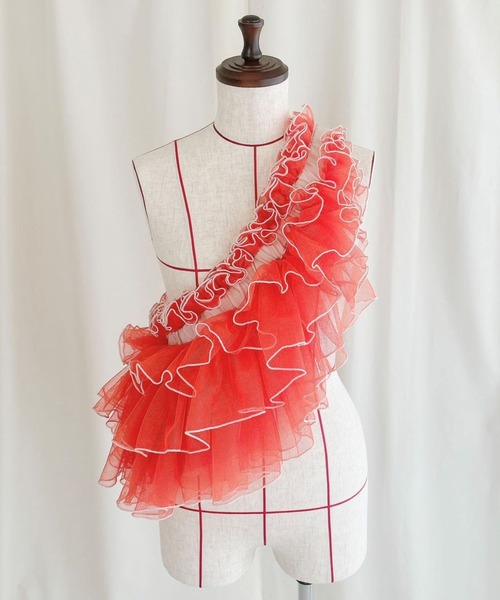 羽根ドレス バックチュール フリル(ボリュームにより価格変動有り)゜・*:.。. ルイルエブティック RUIRUE BOUTIQUE オケージョンドレス 結婚式