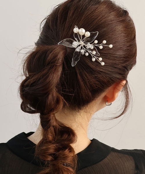 パール付き黒色ヘアピン 送料無料 パール付き桜ヘアピン ヘアピン ヘアクリップ ヘア