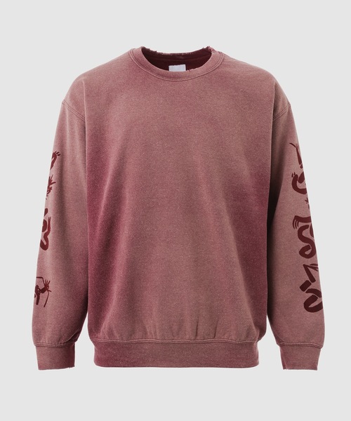 SASQUATCHfabrix.(サスクワァッチファブリックス)の「“EASTEND DRAGON FONT” DESTROY SWEATSHIRT(スウェット・メンズ・ネイビー系/その他/ブラウン系その他・XL/L)」の2枚目の写真