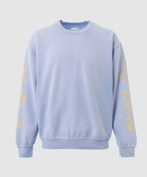 SASQUATCHfabrix.(サスクワァッチファブリックス)の「“EASTEND DRAGON FONT” DESTROY SWEATSHIRT(スウェット・メンズ・ネイビー系/その他/ブラウン系その他・XL/L)」の1枚目の写真