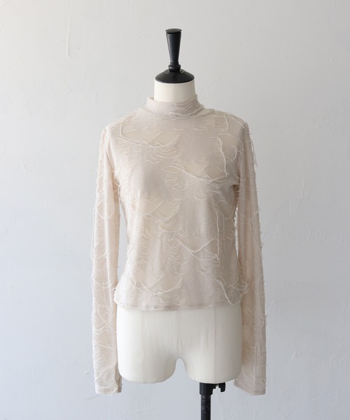 CLEIO(クレイオ)の「【CLEIO】花ジャガードシースルートップス(Tシャツ/カットソー・レディース・アイボリー・FREE)」の12枚目の写真