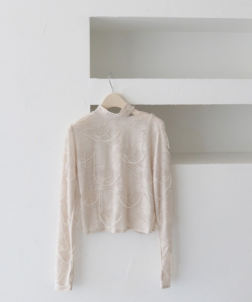 CLEIO(クレイオ)の「【CLEIO】花ジャガードシースルートップス(Tシャツ/カットソー・レディース・アイボリー・FREE)」の18枚目の写真