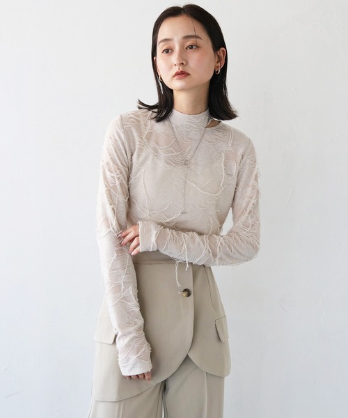 CLEIO(クレイオ)の「【CLEIO】花ジャガードシースルートップス(Tシャツ/カットソー・レディース・アイボリー・FREE)」の22枚目の写真