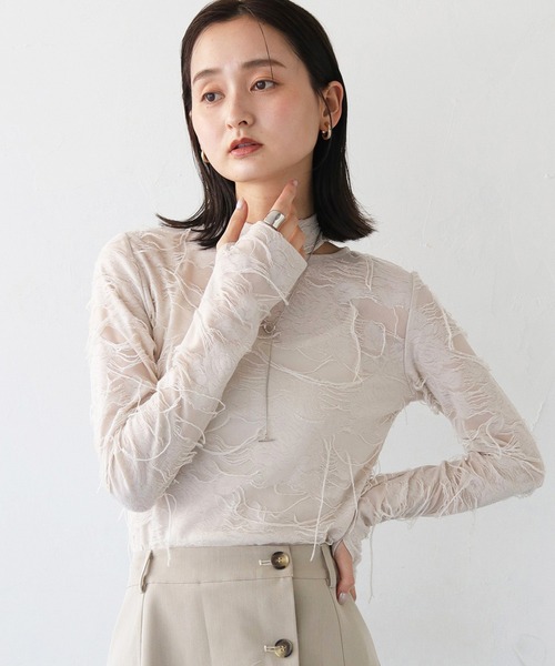 CLEIO(クレイオ)の「【CLEIO】花ジャガードシースルートップス(Tシャツ/カットソー・レディース・アイボリー・FREE)」の21枚目の写真