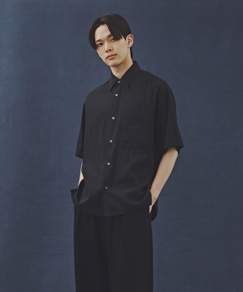 NANO universe(ナノユニバース)の「「Commonuse」コットンストライプジャガードシャツ(シャツ/ブラウス・メンズ・ブラック/ベージュ系その他・L/M)」の14枚目の写真