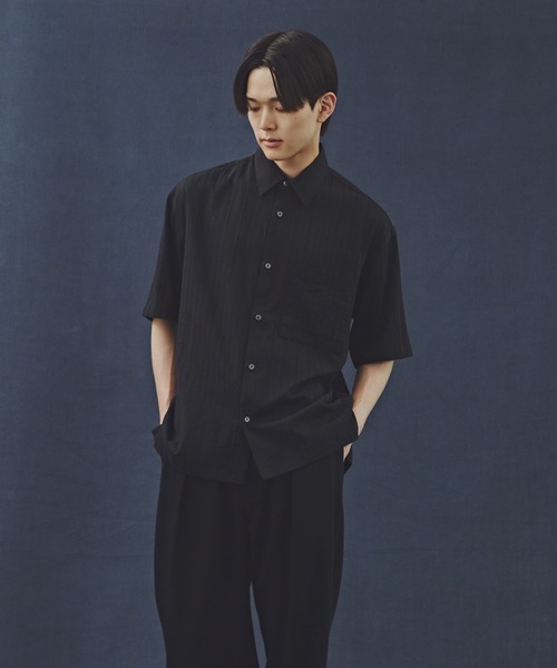 NANO universe(ナノユニバース)の「「Commonuse」コットンストライプジャガードシャツ(シャツ/ブラウス・メンズ・ブラック/ベージュ系その他・L/M)」の12枚目の写真